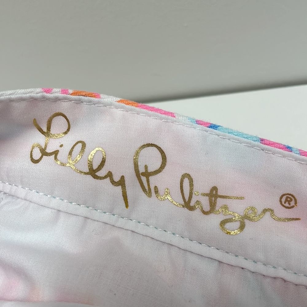 Lilly Pulitzer Buttercup Shorts Too Much Bubbly Pink & Blue Scalloped Size 10 - Picture 5 of 9